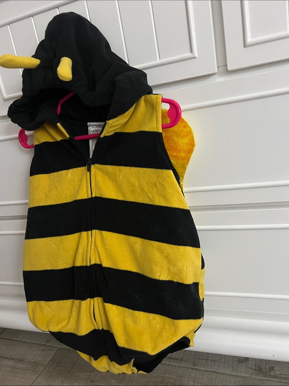 Carter's Yellow and Black bumble Bee hooded Halloween Vest with wings 18M